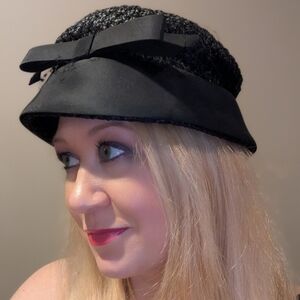 Vintage Black Hat With Bow